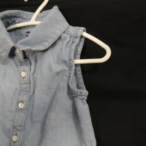 BABY GAP Toddler 3 years Button-Up Sleeveless Denim Dress With Collar - Picture 5 of 15